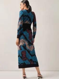 Abstract Sheath Jacquard Knit Maxi Dress|Misook Best