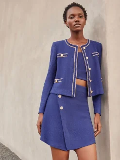 A-Line Boucle Knit Mini Skirt|Misook Hot