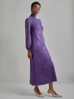 A-Line Jacquard Knit Maxi Dress|Misook Fashion