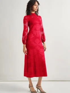 A-Line Jacquard Knit Maxi Dress|Misook Best