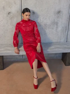 A-Line Jacquard Knit Maxi Dress|Misook Best