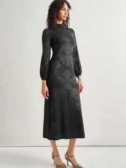 A-Line Jacquard Knit Maxi Dress|Misook Outlet