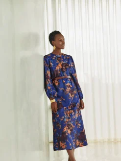 A-Line Printed Woven Maxi Dress|Misook Discount