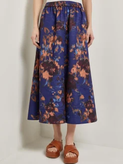 A-Line Printed Woven Maxi Skirt|Misook Online