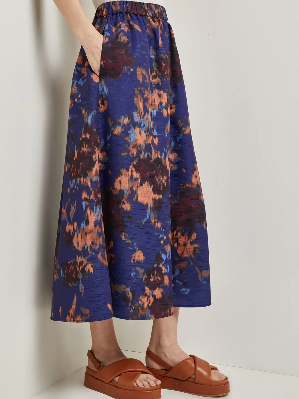 A-Line Printed Woven Maxi Skirt|Misook Online