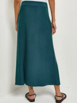 A-Line Textural Stripe Cashmere Midi Skirt|Misook Hot