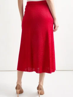 A-Line Tonal Patterned Knit Midi Skirt|Misook Online