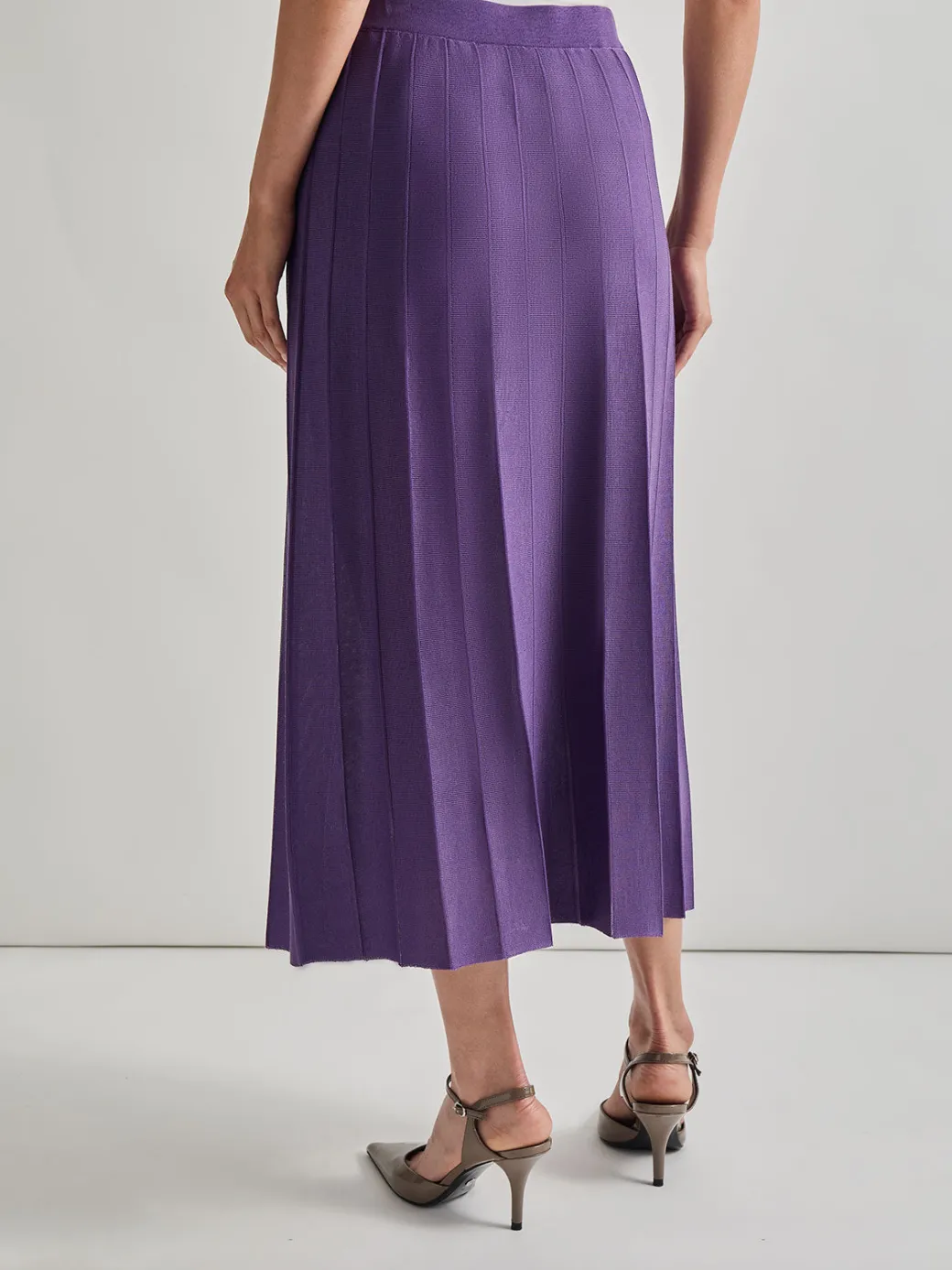 A-Line Tonal Spaced Rib Knit Maxi Skirt|Misook Online