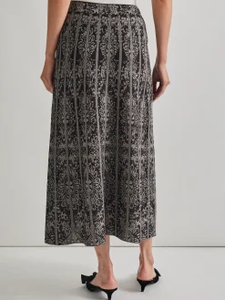 A-Line Two-Tone Jacquard Knit Maxi Skirt|Misook Outlet