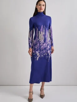 A-Line Watercolor Soft Knit Maxi Dress|Misook Clearance