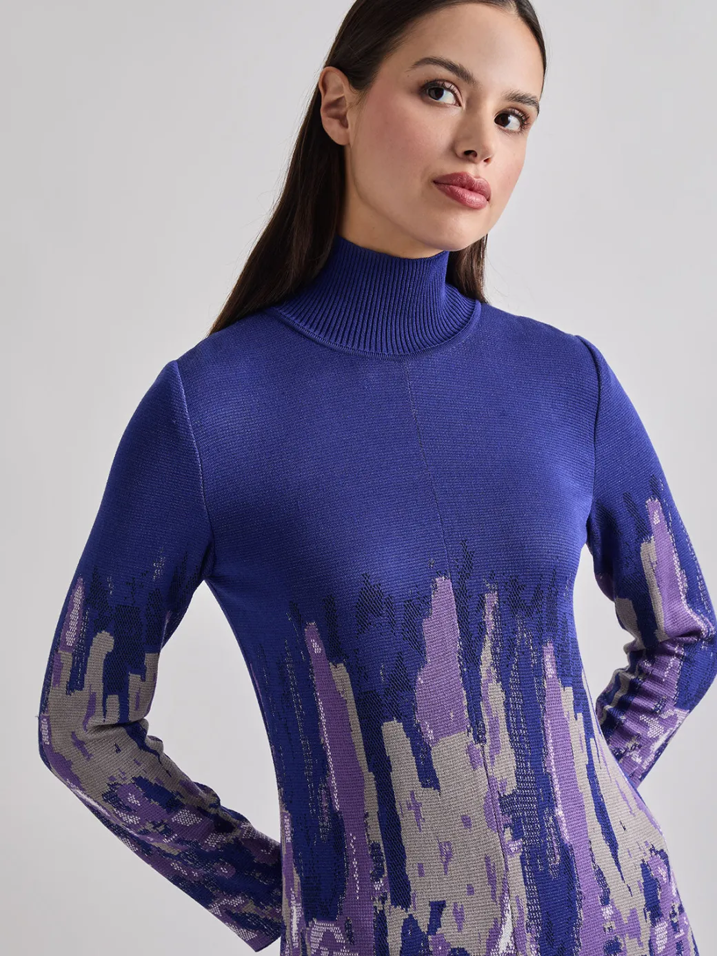 A-Line Watercolor Soft Knit Maxi Dress|Misook Clearance