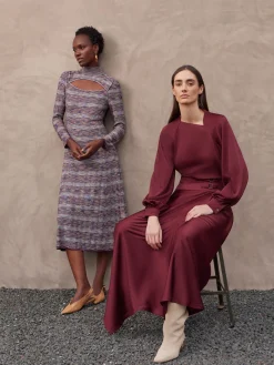 Asymmetrical Neckline Crepe de Chine Blouse|Misook Outlet