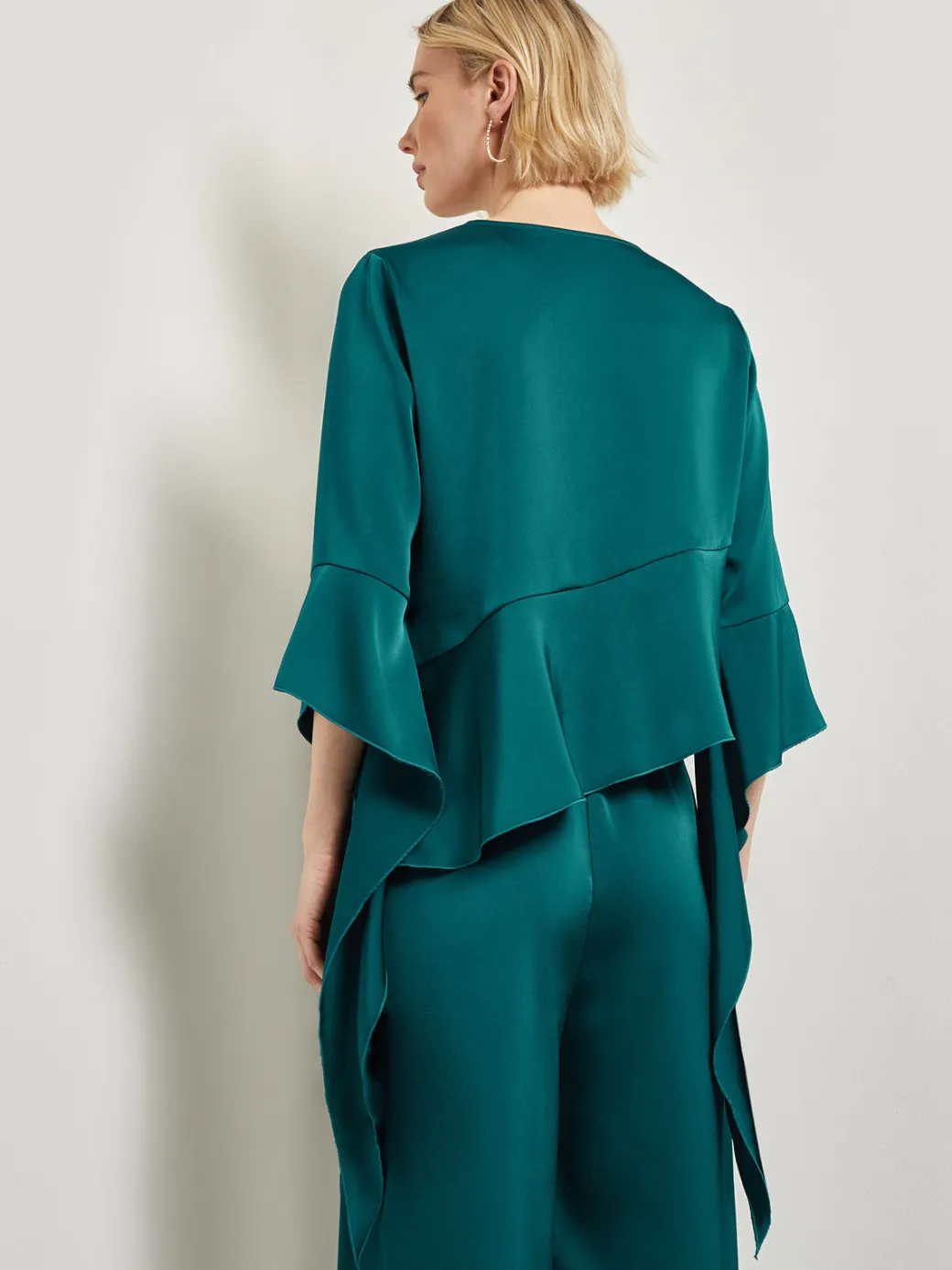 Asymmetrical Ruffle Blouse - Crepe De Chine|Misook Clearance