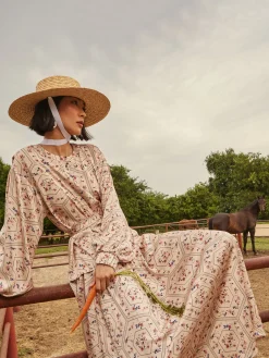 Balloon Sleeve Belted Blouse - Floral Print Crepe de Chine|Misook Hot