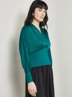 Batwing Sleeve Blouse - Crepe De Chine|Misook Fashion