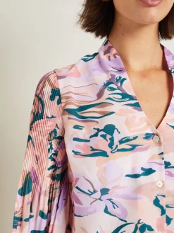 Bell Sleeve Blouse - Pleated Blouse ||Misook Outlet