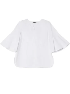 Bell Sleeve Cotton Blend Blouse|Misook Outlet