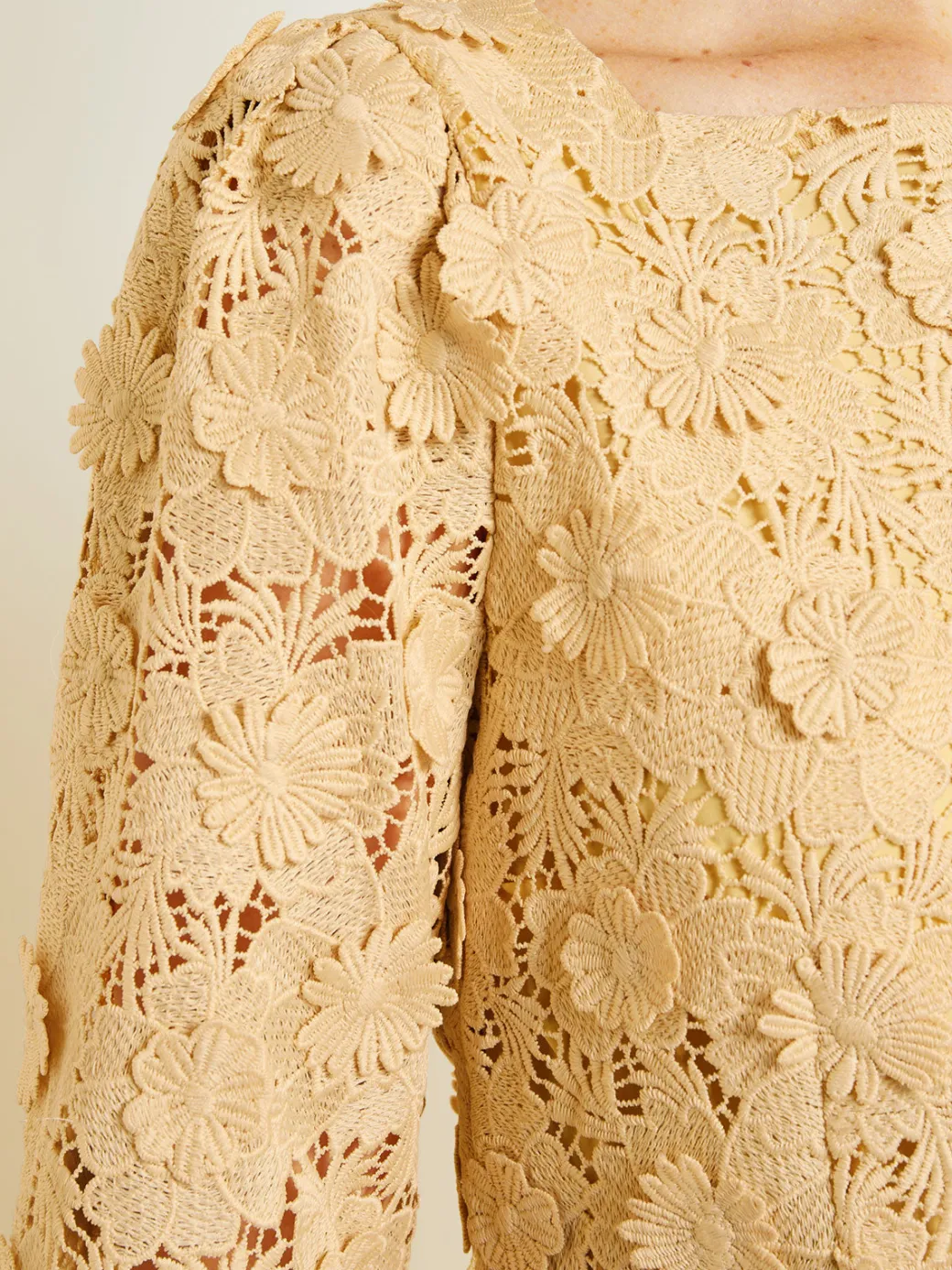 Belted Button Front Blouse - Floral Applique Woven|Misook Sale