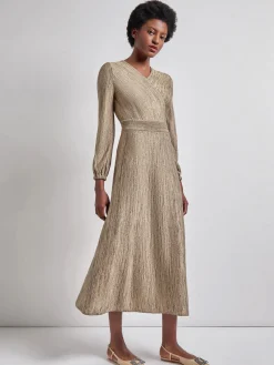 Bishop Sleeve Jacquard Knit Maxi Dress|Misook Online