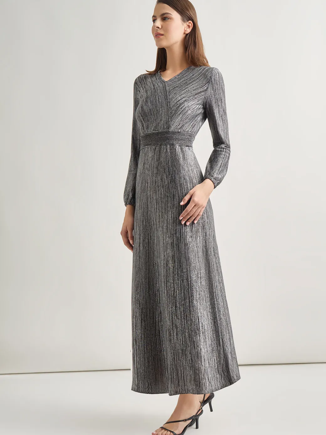 Bishop Sleeve Jacquard Knit Maxi Dress|Misook Fashion