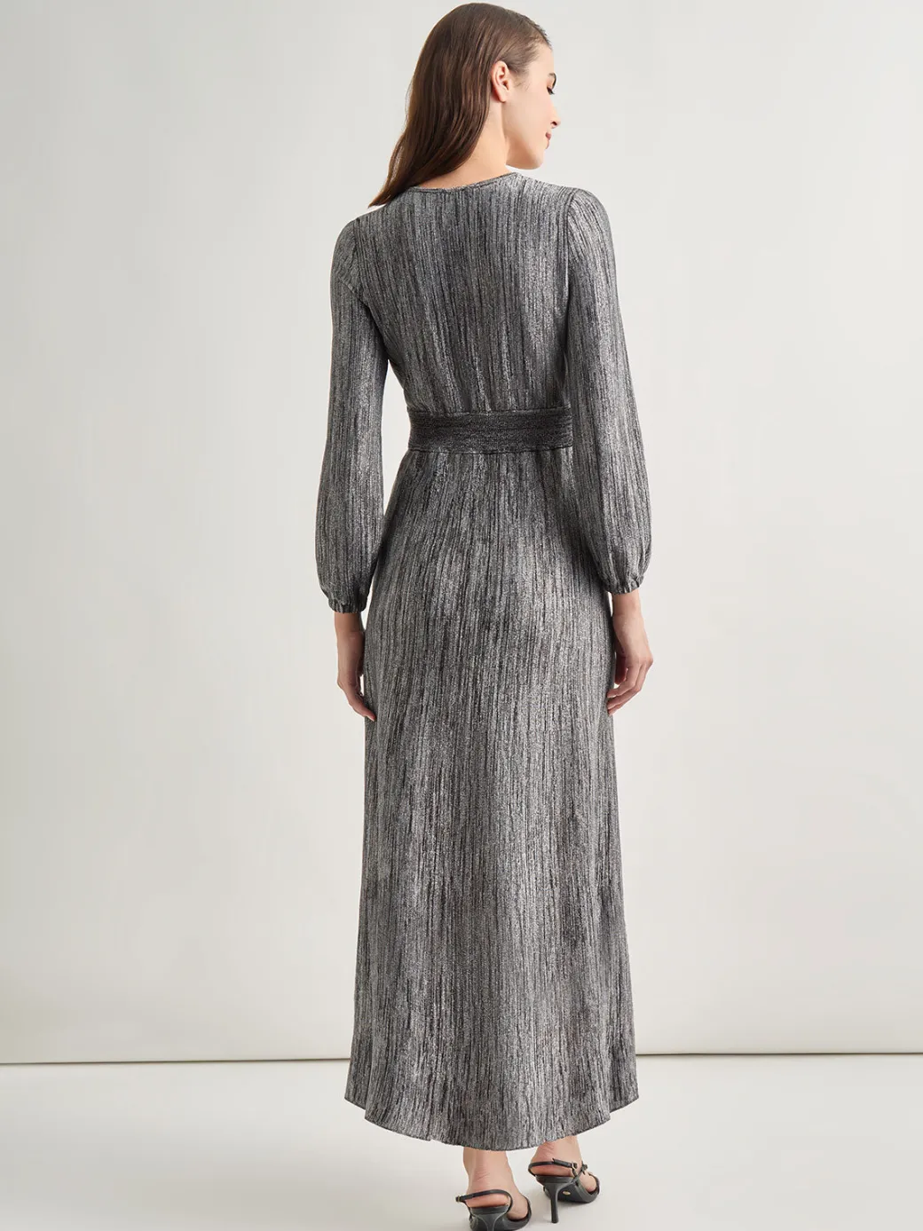 Bishop Sleeve Jacquard Knit Maxi Dress|Misook Fashion