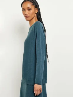 Boat Neck Textural Stripe Cashmere Tunic|Misook Online