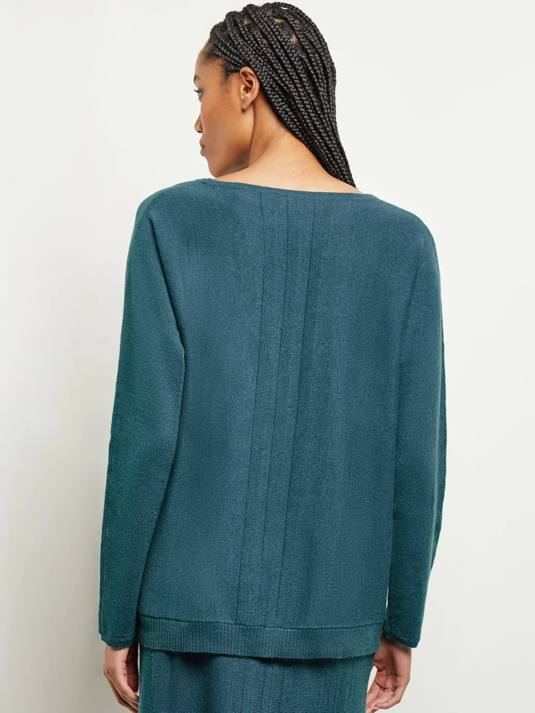 Boat Neck Textural Stripe Cashmere Tunic|Misook Online