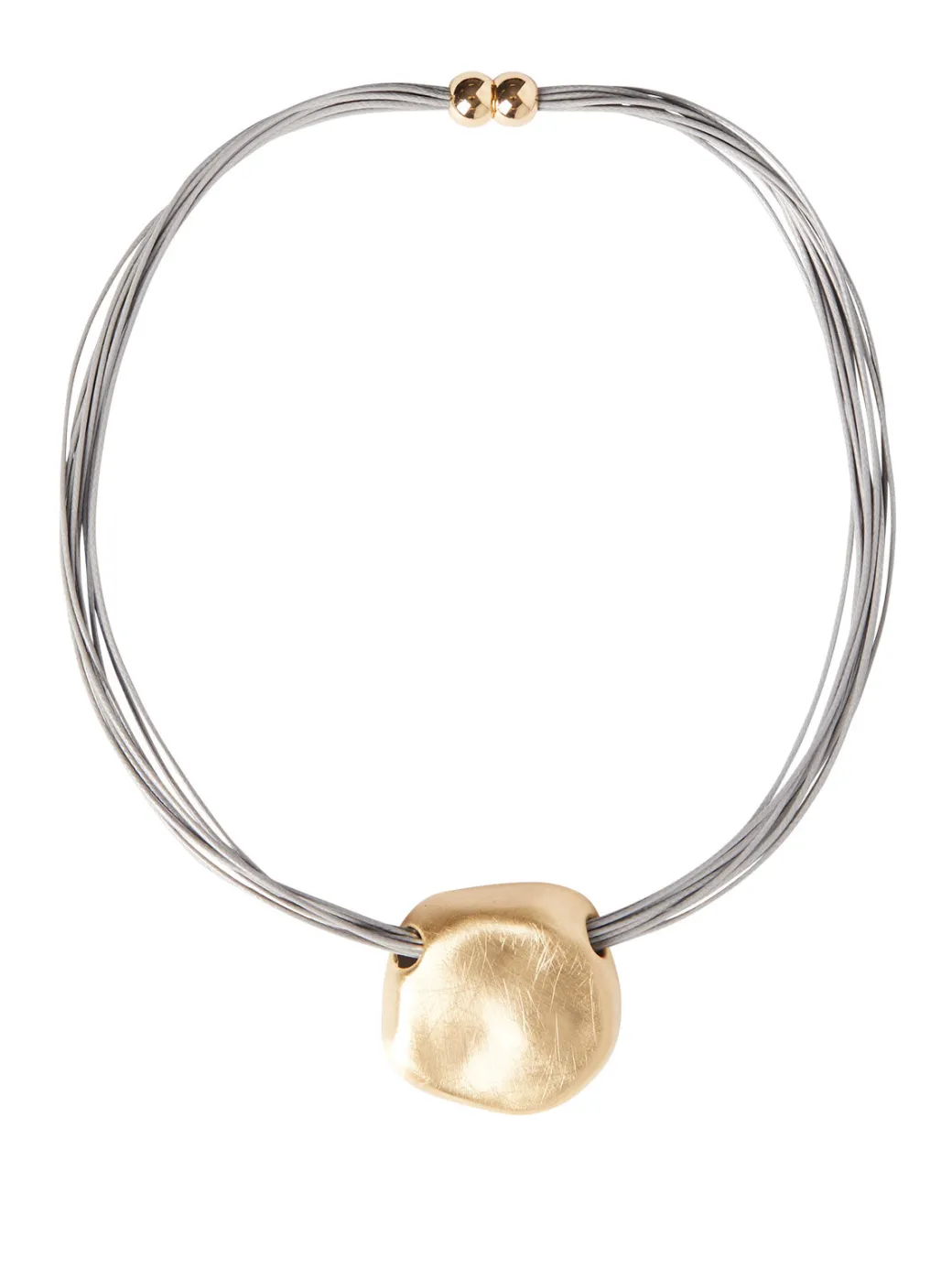 Brushed Satin 18K Gold Slide Grey Cord Necklace|Misook Discount