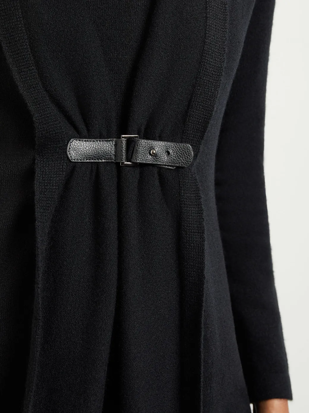 Buckle Detail Shawl Collar Cashmere Cardigan|Misook Outlet
