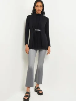 Buckle Detail Shawl Collar Cashmere Cardigan|Misook Outlet