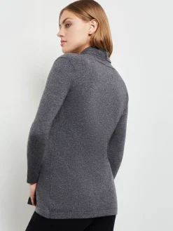 Buckle Detail Shawl Collar Cashmere Cardigan|Misook Hot