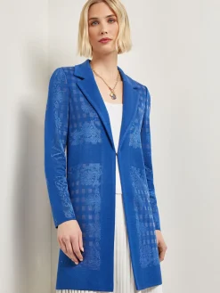 Burnout Floral Pattern Knit Jacket|Misook Discount