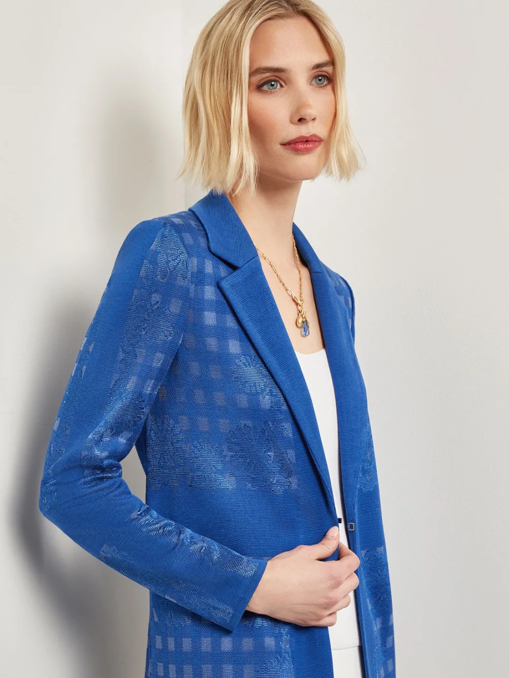 Burnout Floral Pattern Knit Jacket|Misook Discount
