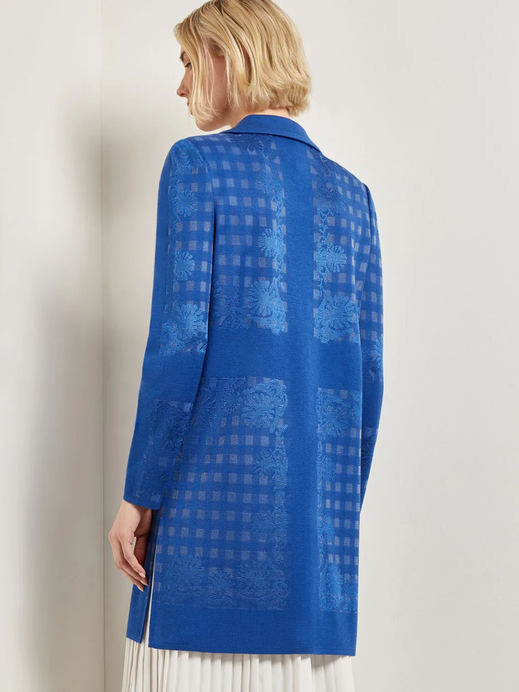 Burnout Floral Pattern Knit Jacket|Misook Discount