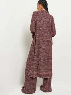 Button Front Duster - Belted Tweed Knit|Misook Outlet