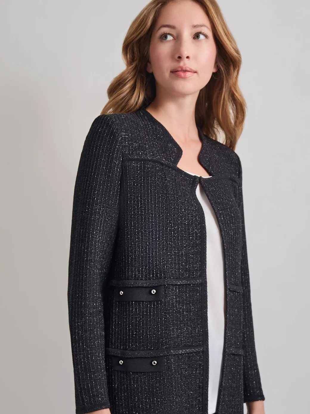 Cable Trim Jacket|Misook Hot