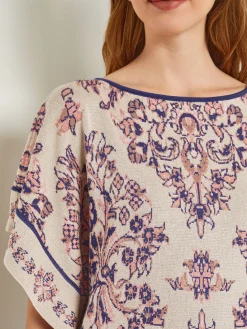 Cape Sleeve Tunic - Soft Jacquard Knit|Misook Outlet