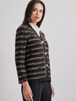 Chain Trim Lurex Knit Jacket|Misook Hot