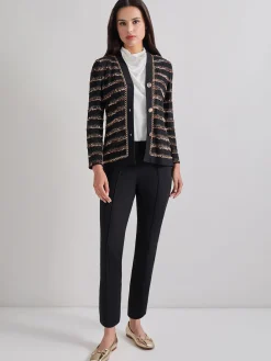 Chain Trim Lurex Knit Jacket|Misook Hot