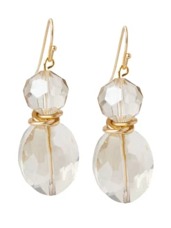Champagne Crystal Stack Earrings|Misook New