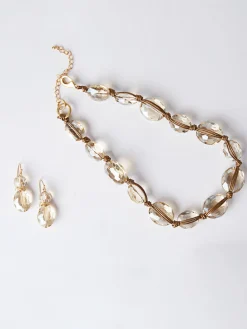 Champagne Crystal Stack Earrings|Misook New