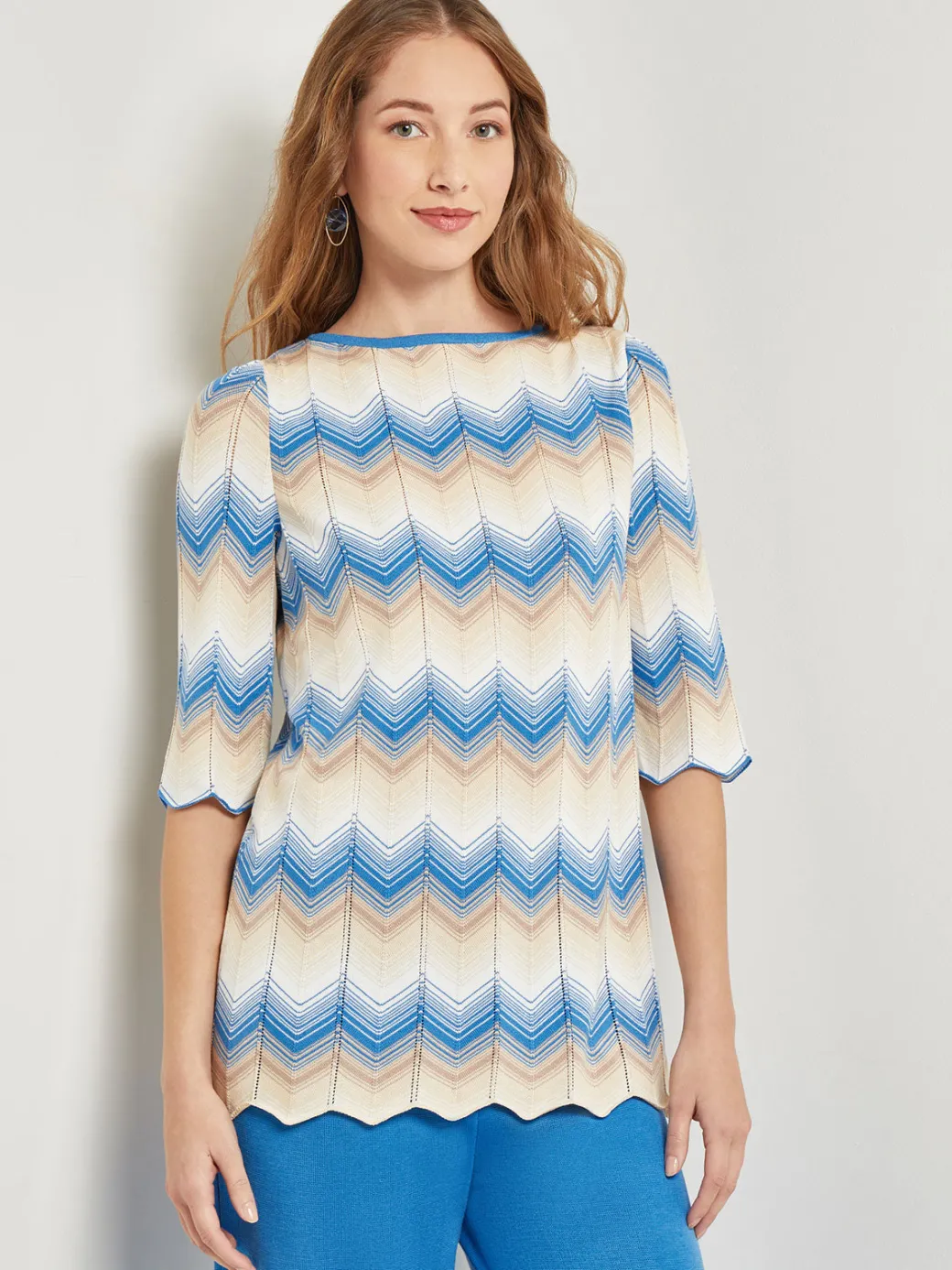 Chevron Hem Tunic - Intarsia Soft Knit|Misook Online