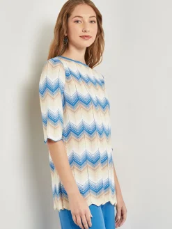 Chevron Hem Tunic - Intarsia Soft Knit|Misook Online