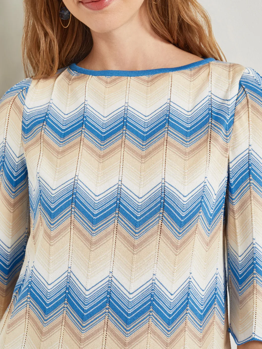 Chevron Hem Tunic - Intarsia Soft Knit|Misook Online