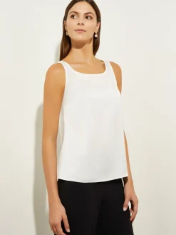 Classic Crepe de Chine Tank Top,|Misook Hot