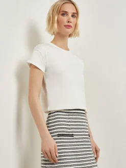 Classic Short Sleeve Jersey Knit Top|Misook Clearance