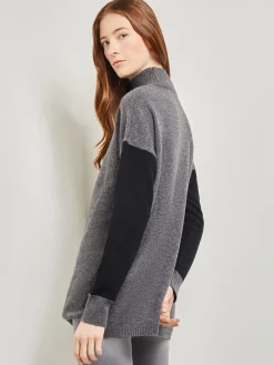 Colorblock Cashmere Turtleneck Tunic|Misook New