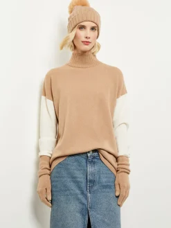 Colorblock Cashmere Turtleneck Tunic|Misook Outlet