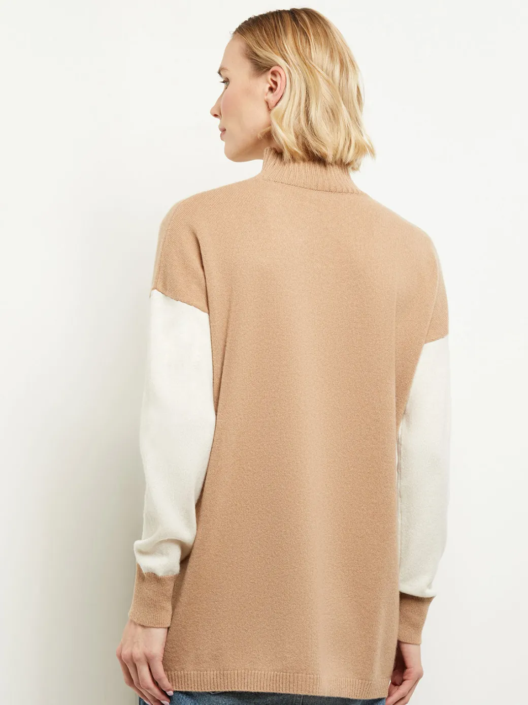 Colorblock Cashmere Turtleneck Tunic|Misook Outlet