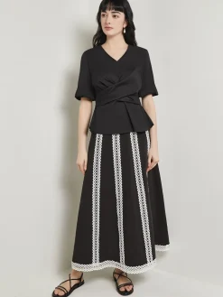 Crossover Peplum Blouse - Puff Sleeve Woven|Misook Fashion